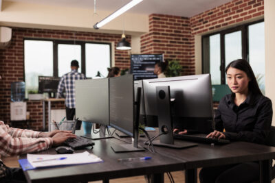 tech enginners programming server code algorithm computer typing sever data it agency office software developer working new user interface with online system create algorithm