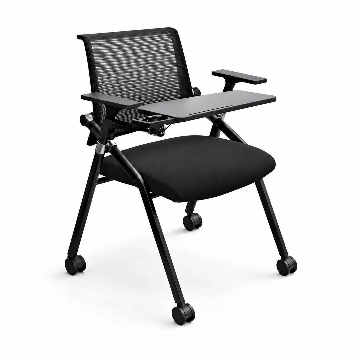 U78FCB-Angle-View Office Chair – ErgoFlex Foldable Chair with Writing Pad & castor wheels (U78FCB) – Deluxe