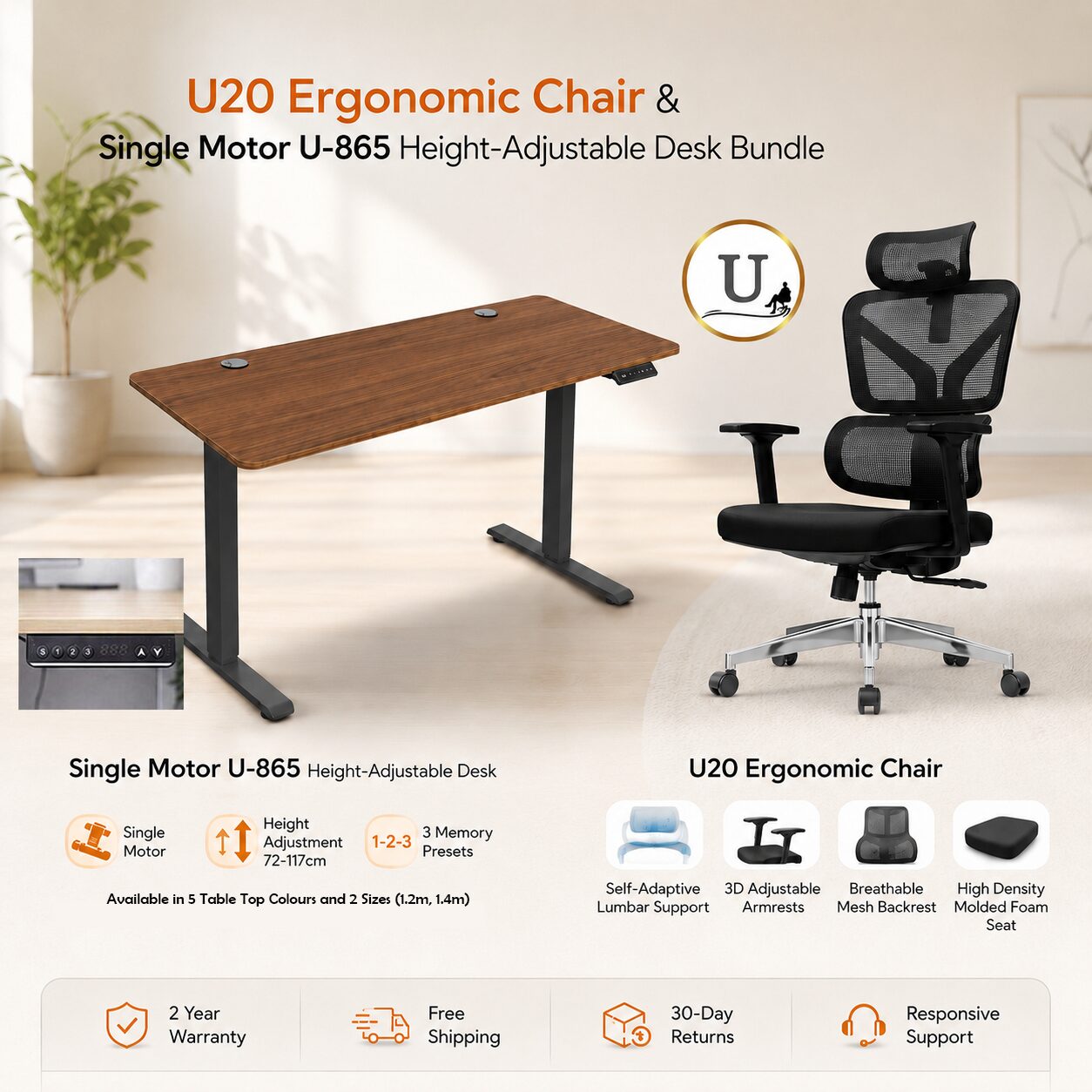 U20-U-865 Height Adjustable Table Chair Bundle