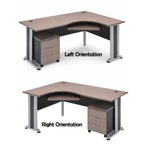 Office Table - Modern L-Shaped Metal Leg Office Desk with Mobile Pedestal (U-6016)
