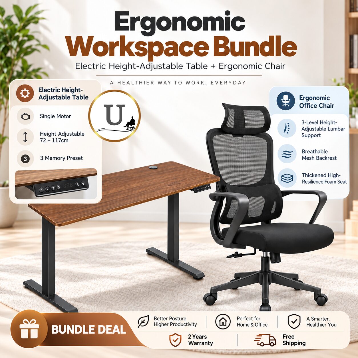 US24 U-865 Bundle Height Adjustable Table Chair Bundle